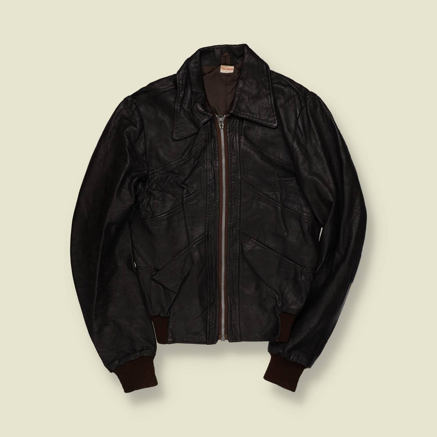 1970s | Leather Bomber Jacket | Black - 10