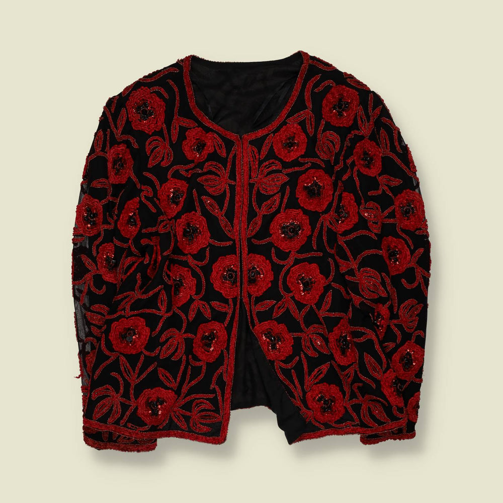 1980s | Beaded Silk Jacket | Red - 16