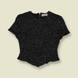 1980s | Papell Boutique Evening | Beaded Silk Top | Black - 8