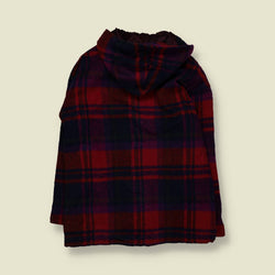 1990s | Braetan | Hooded Tartan Wool Coat | Burgundy - 16