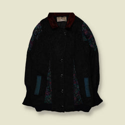1980s | Maggie Lawrence | Floral Panel Wool Coat | Black - 20