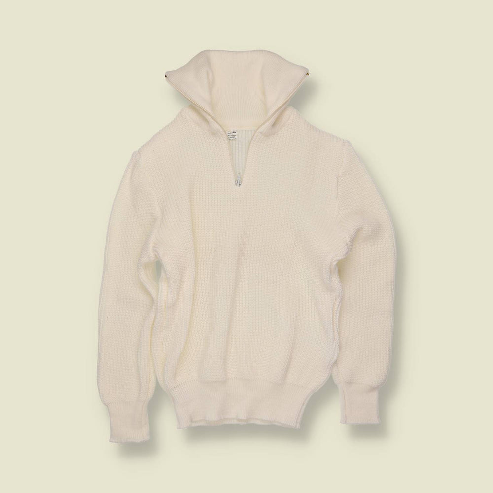 1970s | Quarter Zip Knit Jumper | White - 8
