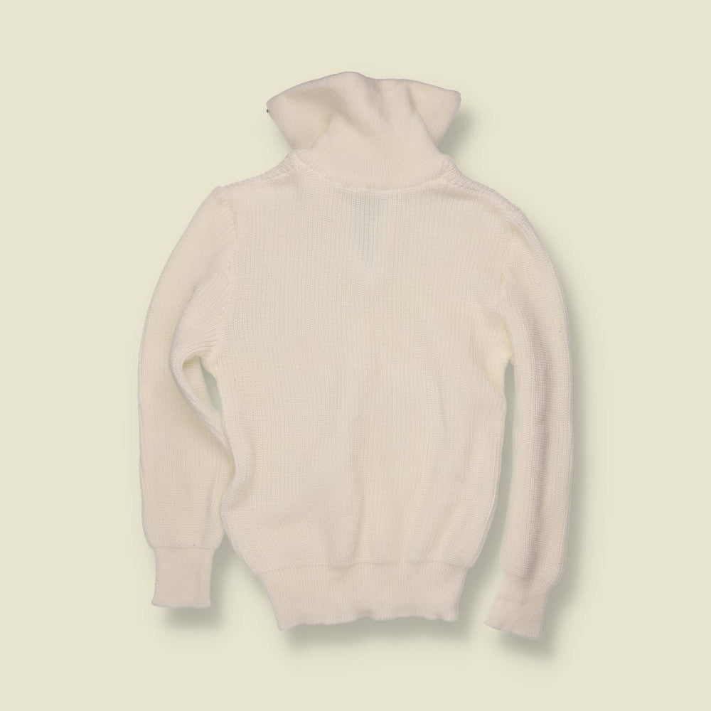 1970s | Quarter Zip Knit Jumper | White - 8