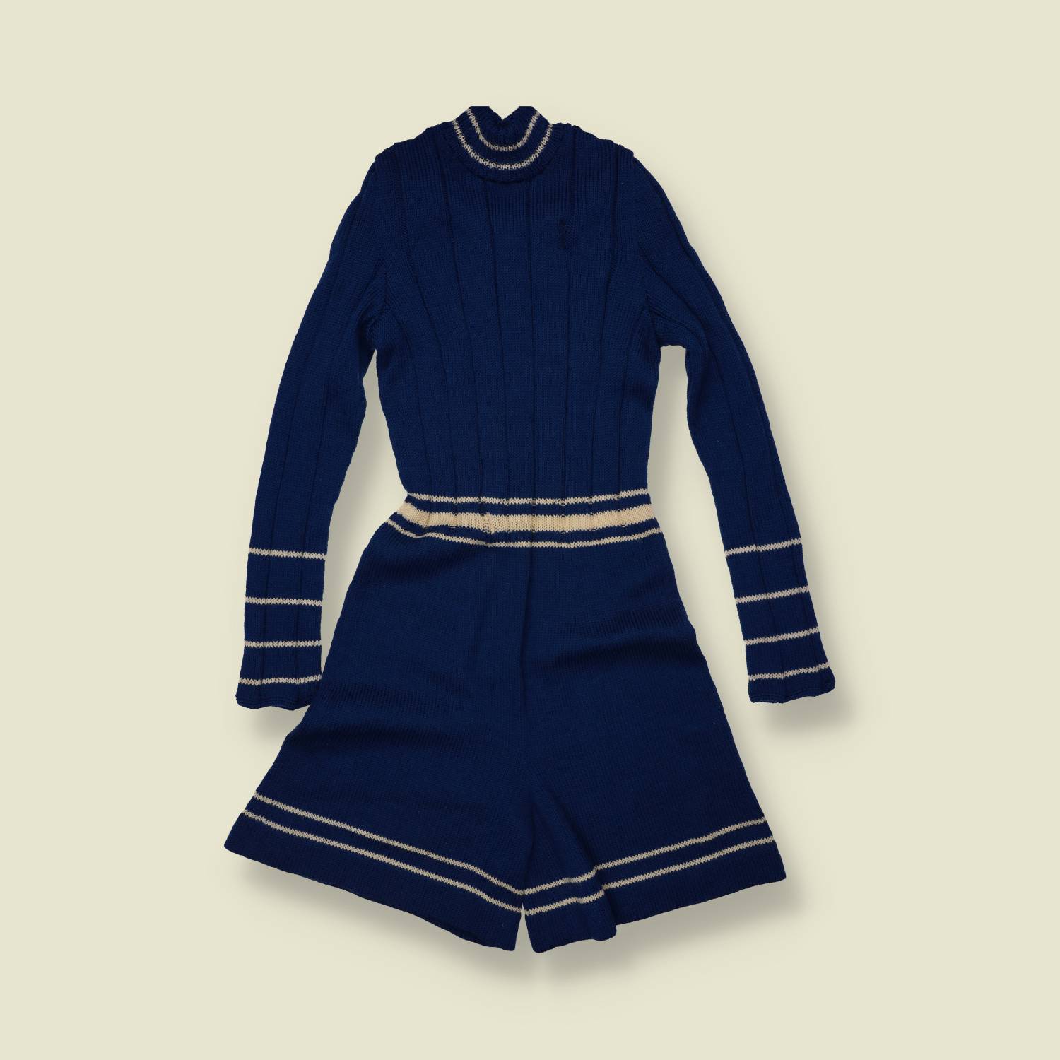 1970s | Knitted Playsuit | Navy - 0