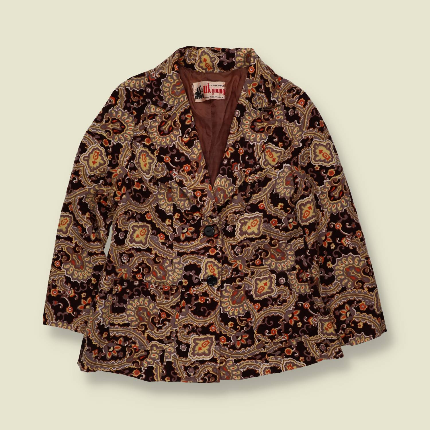 1970s | UK Young | Paisley Print Blazer | Brown - 6
