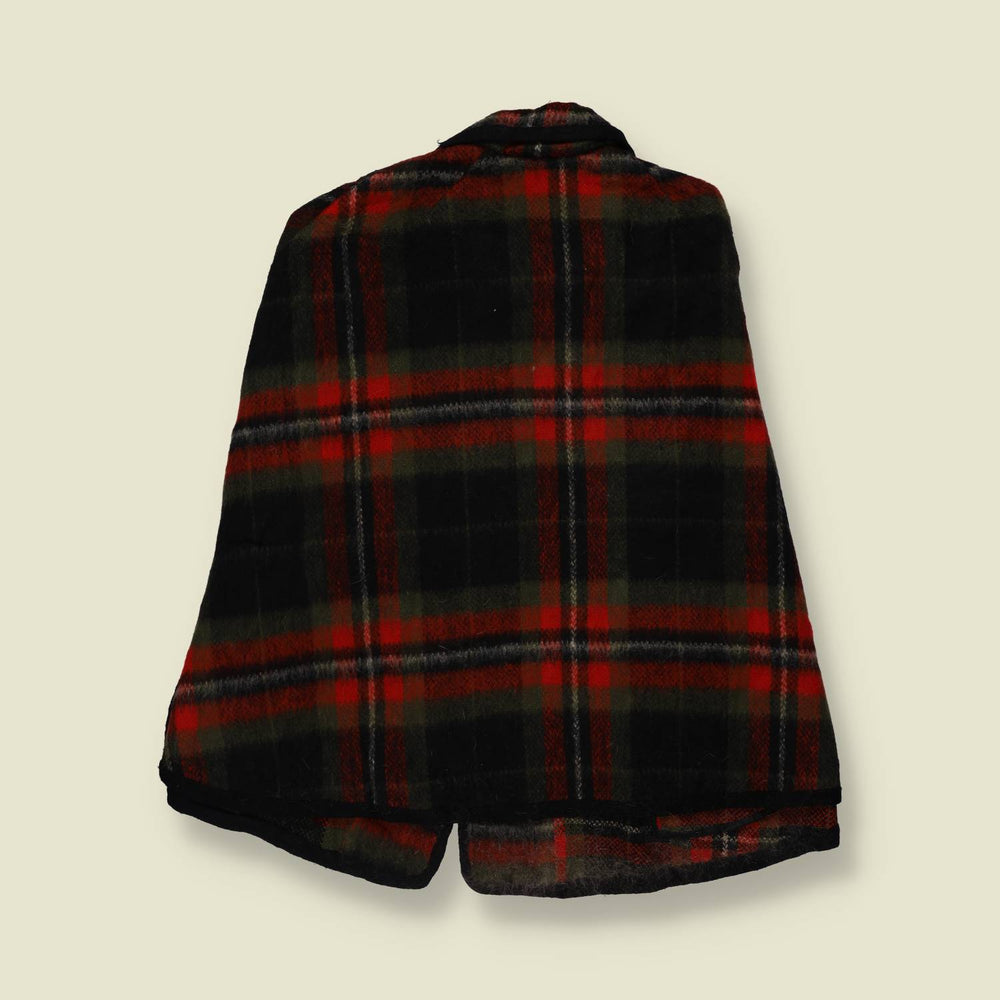 1960s | Wool Tartan Cape | Red - One size