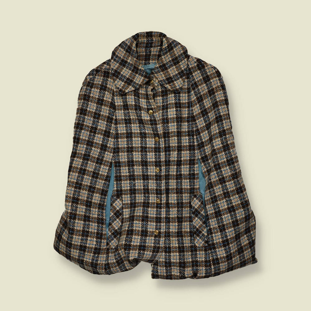 1960s | Pendleton | Wool Check Cape | Blue - One size