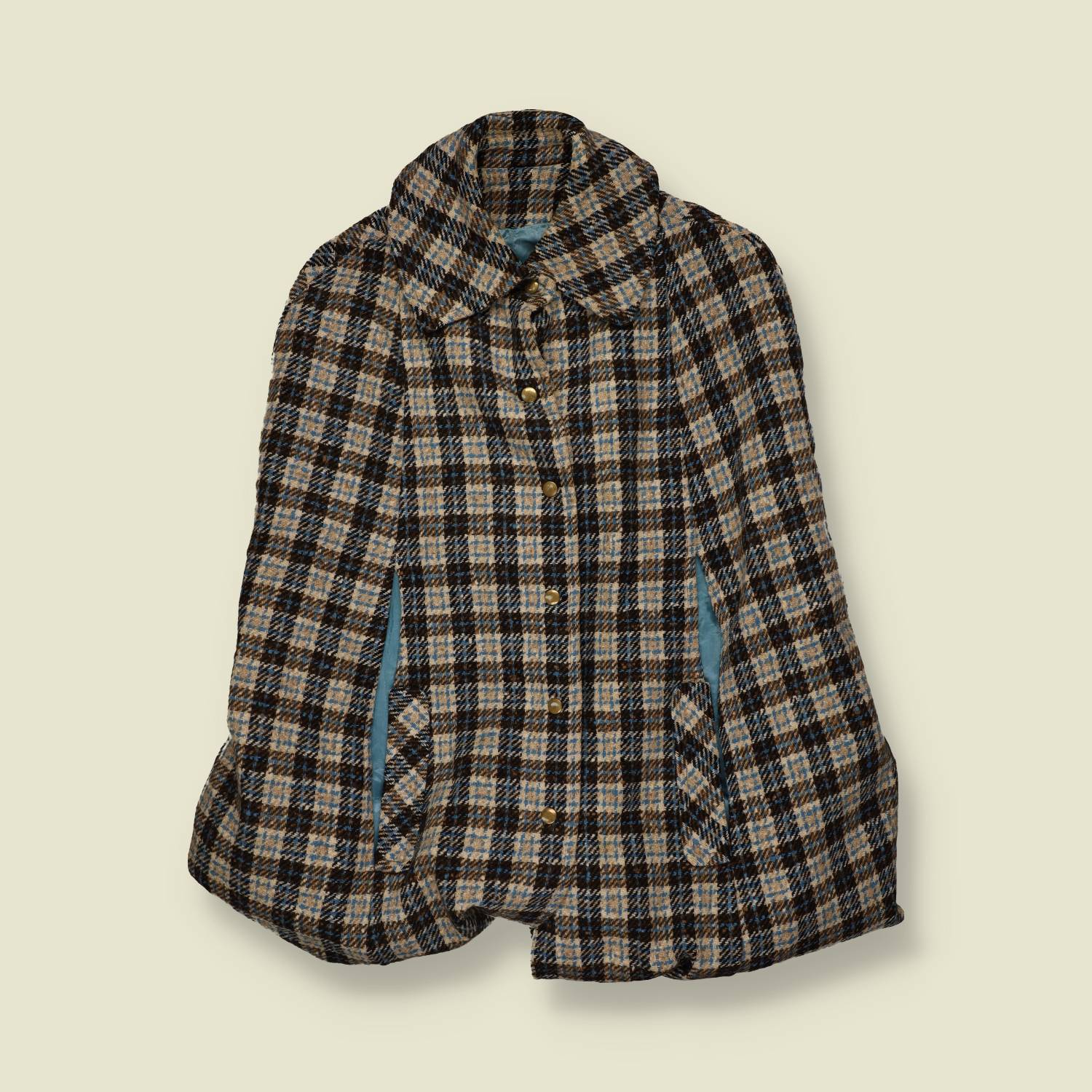 1960s | Pendleton | Wool Check Cape | Blue - One size