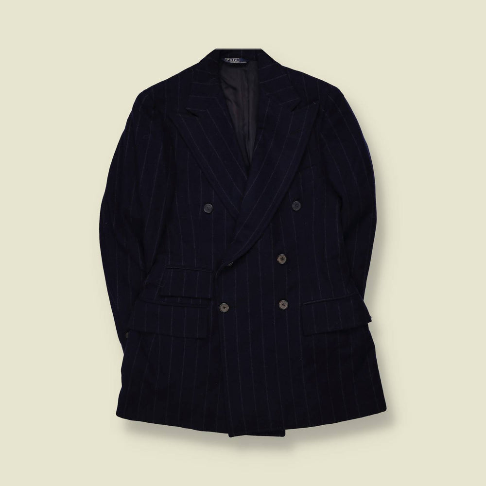 1970s | Polo Ralph Lauren | Pinstripe Wool Blazer | Navy - 12