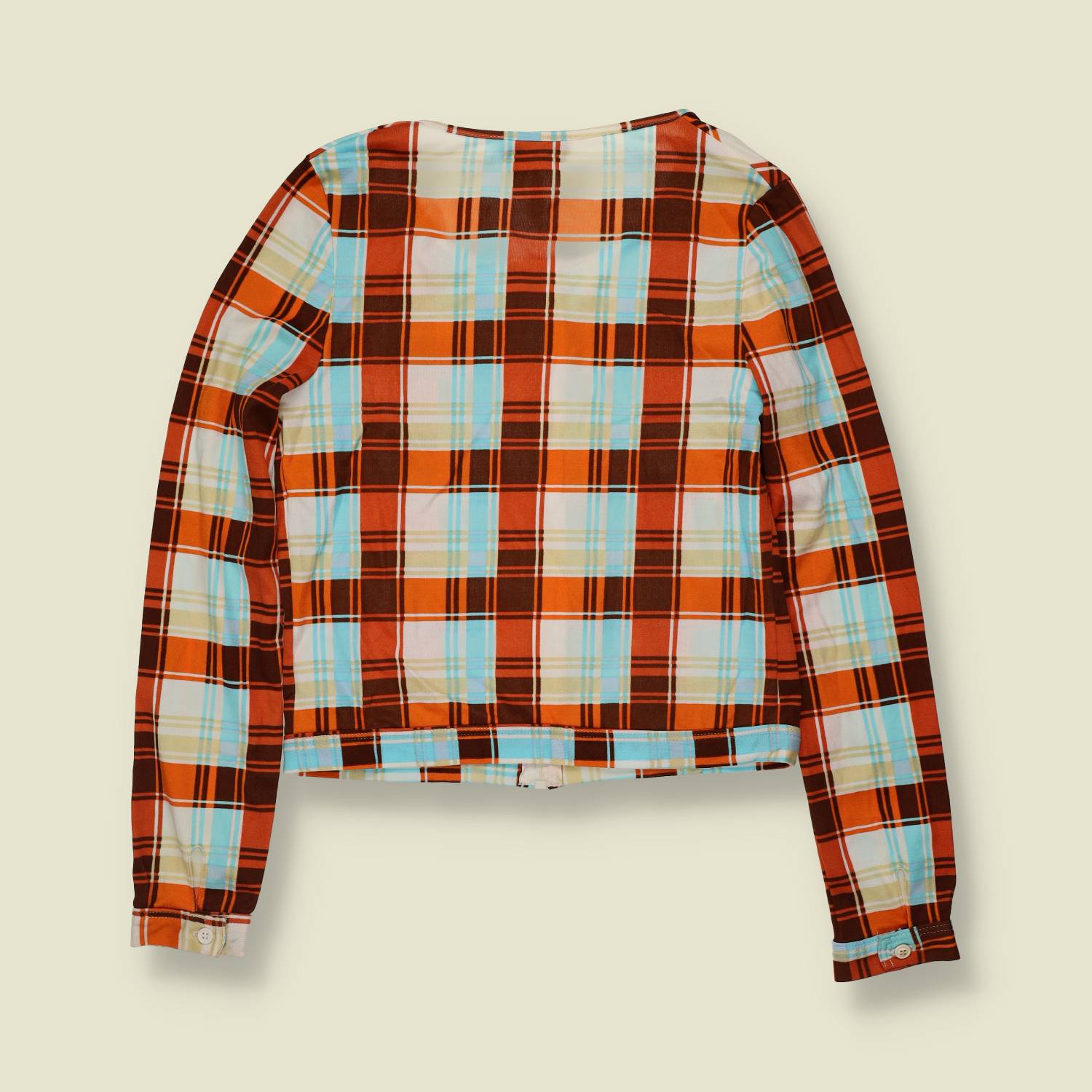 1970s | Checked Zip Up Blouse | Orange - 8