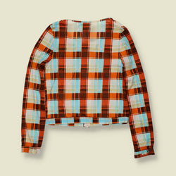 1970s | Checked Zip Up Blouse | Orange - 8