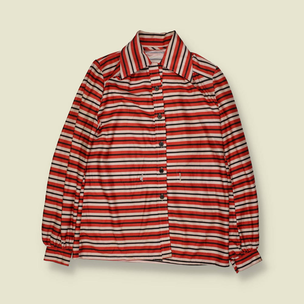 1970s | Striped Blouse | Red - 10