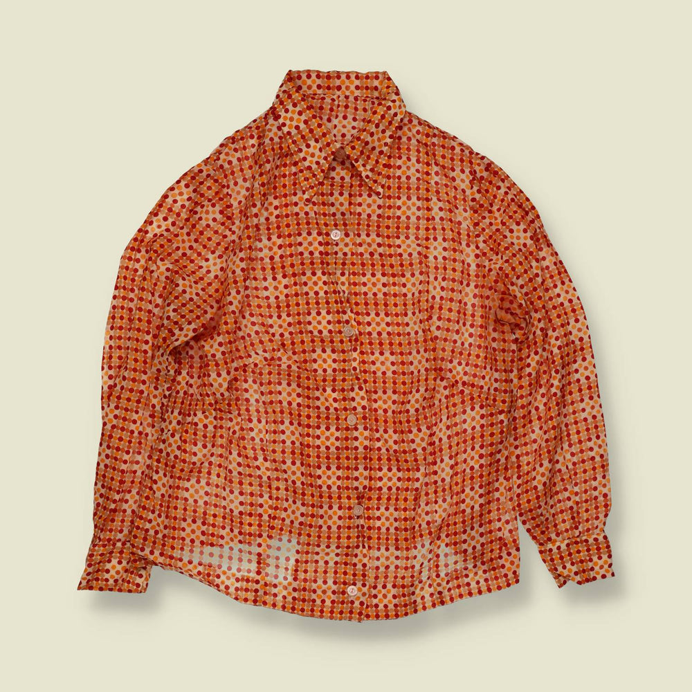 1970s | Polka Dot Blouse | Orange - 16