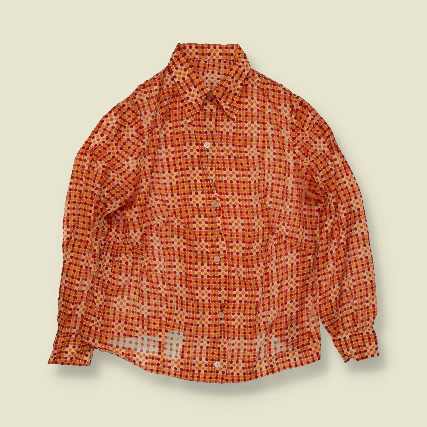 1970s | Polka Dot Blouse | Orange - 16