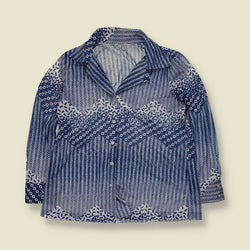 1970s | Geometric Print Blouse | Blue - 12