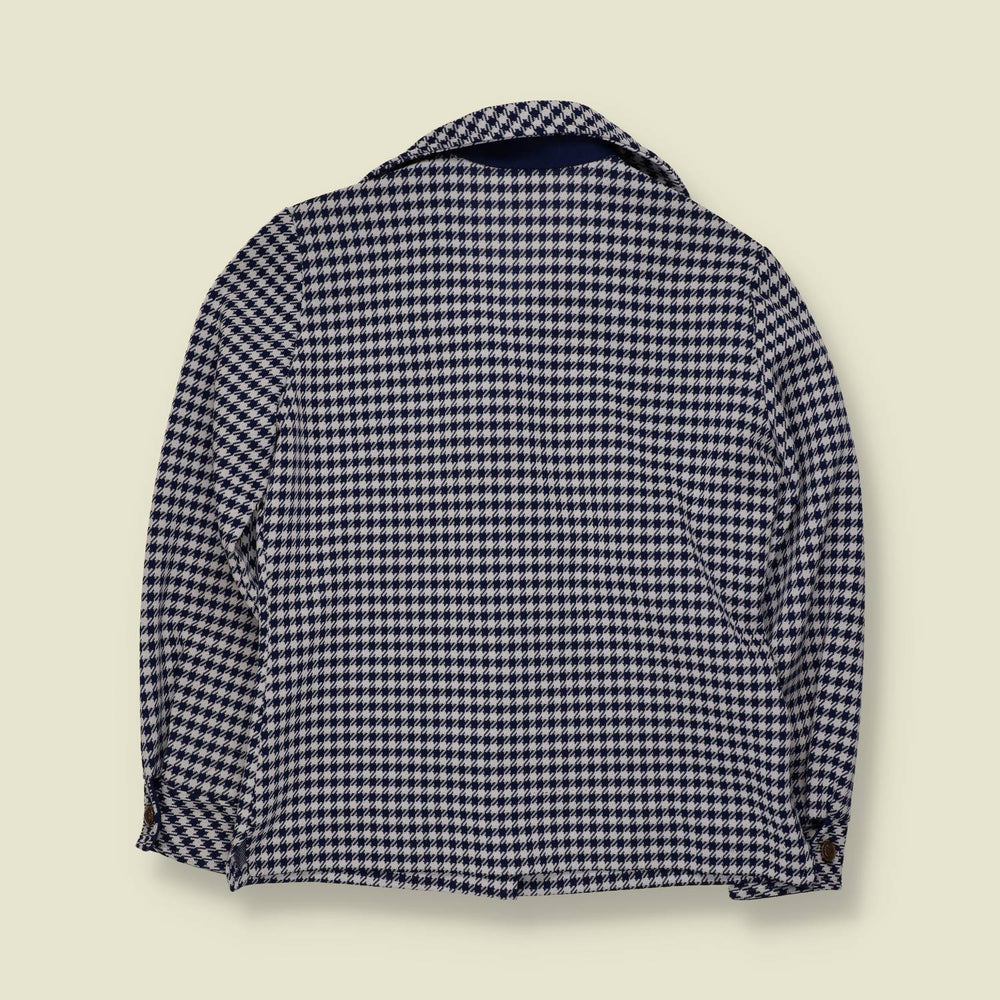 1970s | Houndstooth Blouse | Navy - 12