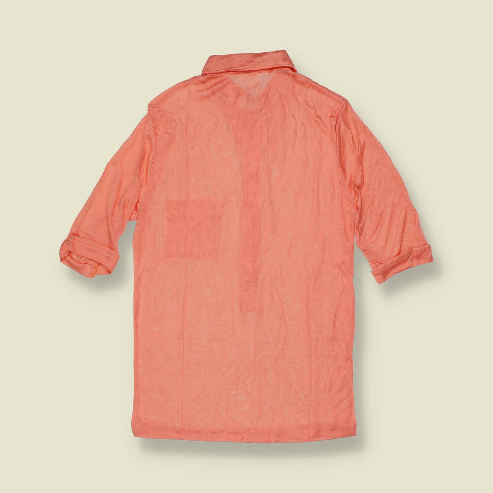 1970s | TGL | Deadstock Dagger Collar Blouse | Coral - 6