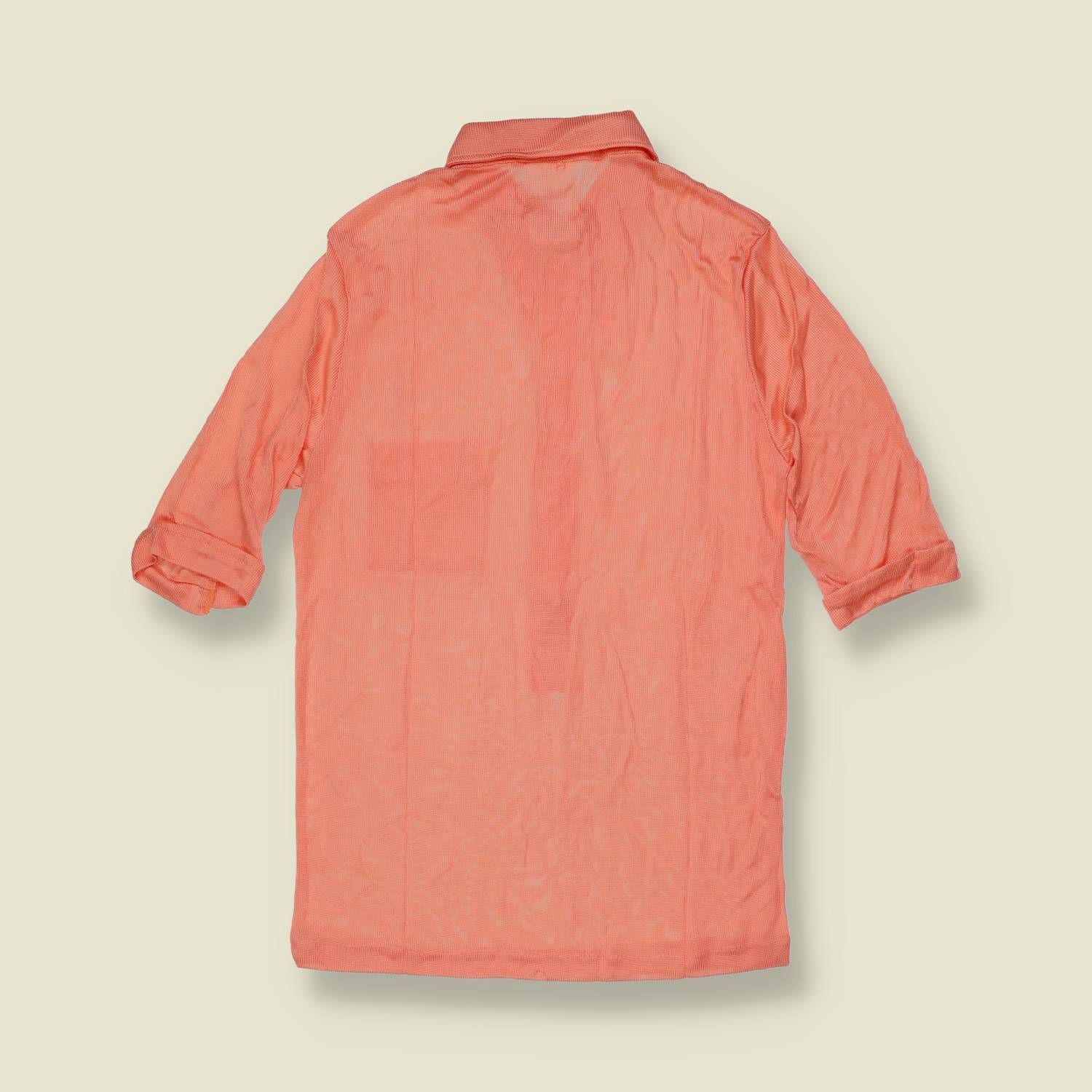 1970s | TGL | Deadstock Dagger Collar Blouse | Coral - 6