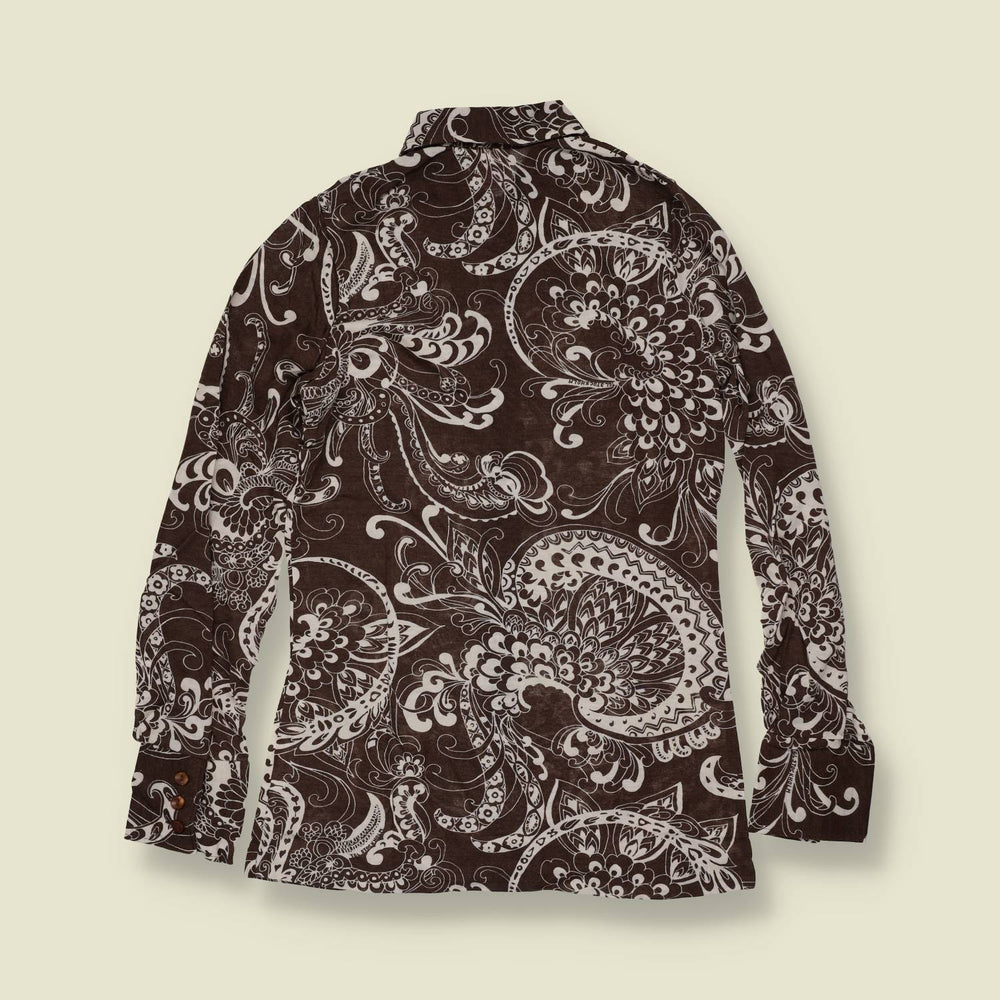 1970s | TGL | Deadstock Paisley Print Blouse | Brown - 6