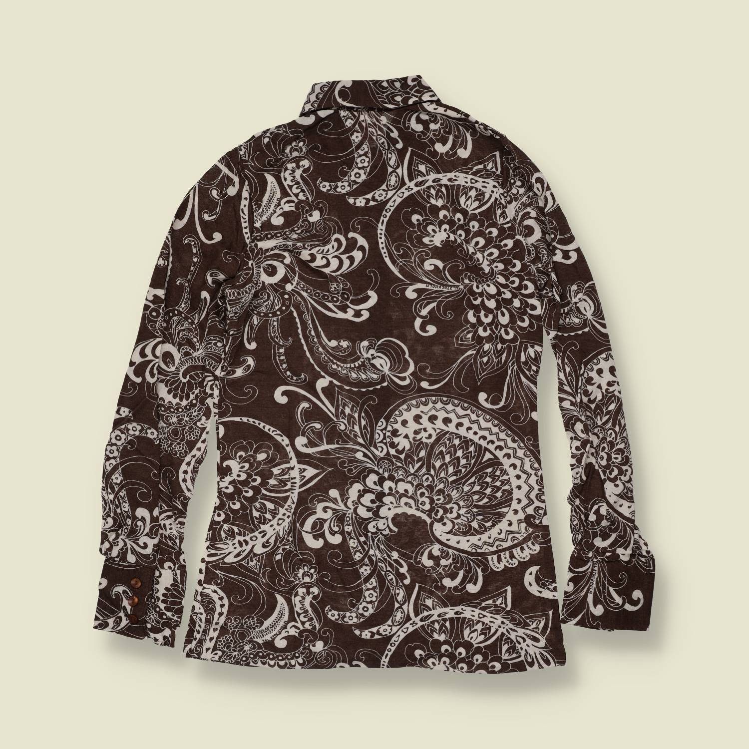 1970s | TGL | Deadstock Paisley Print Blouse | Brown - 6