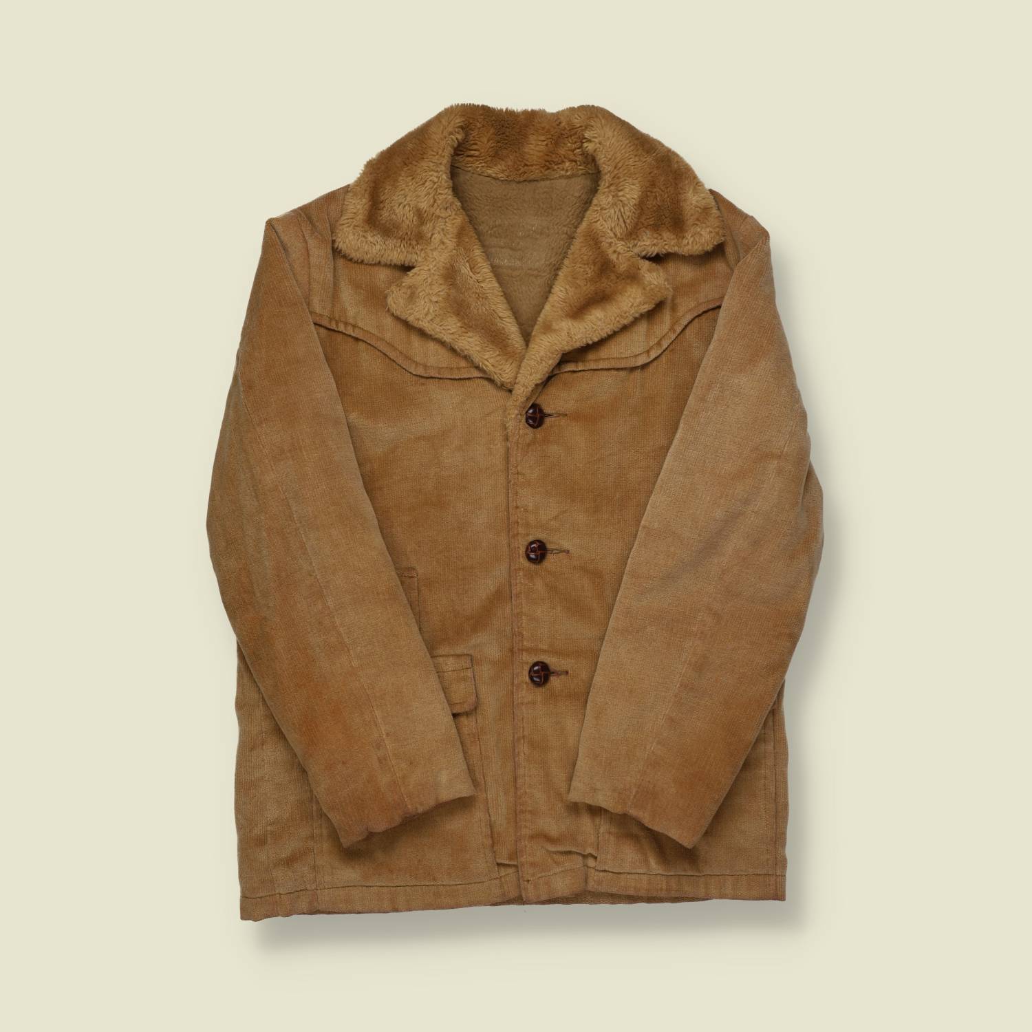 1970s Corduroy Ranch Jacket – Faux Shearling Lined - M