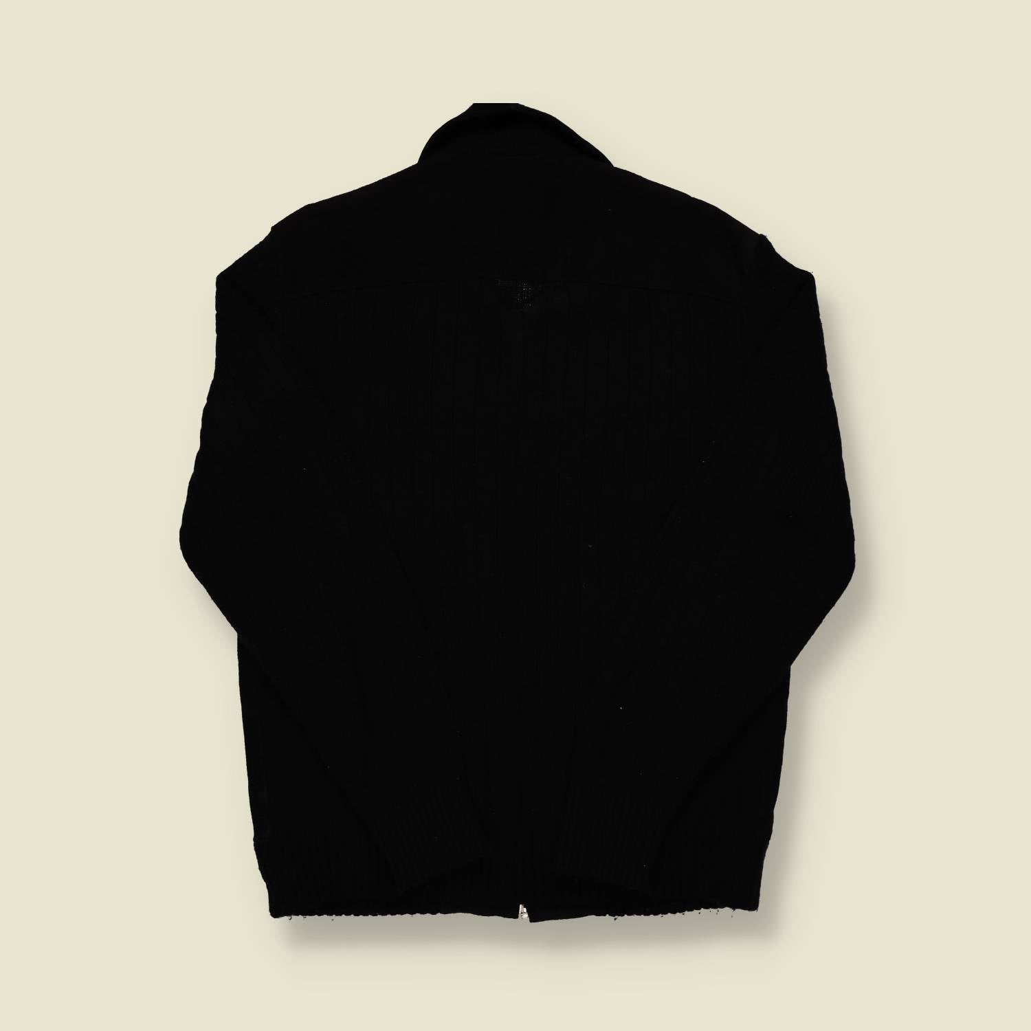 1990s Cactus Black Knit Zip Jacket - M