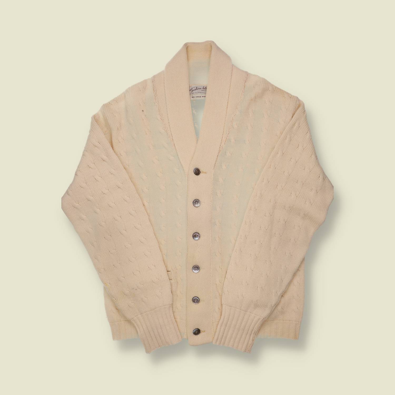 1970s Graham Knitwear Virgin Wool Shawl Collar Cardigan - M