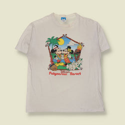 1980s | Disney | Polynesian Resort Mickey & Minnie T-Shirt | White - M