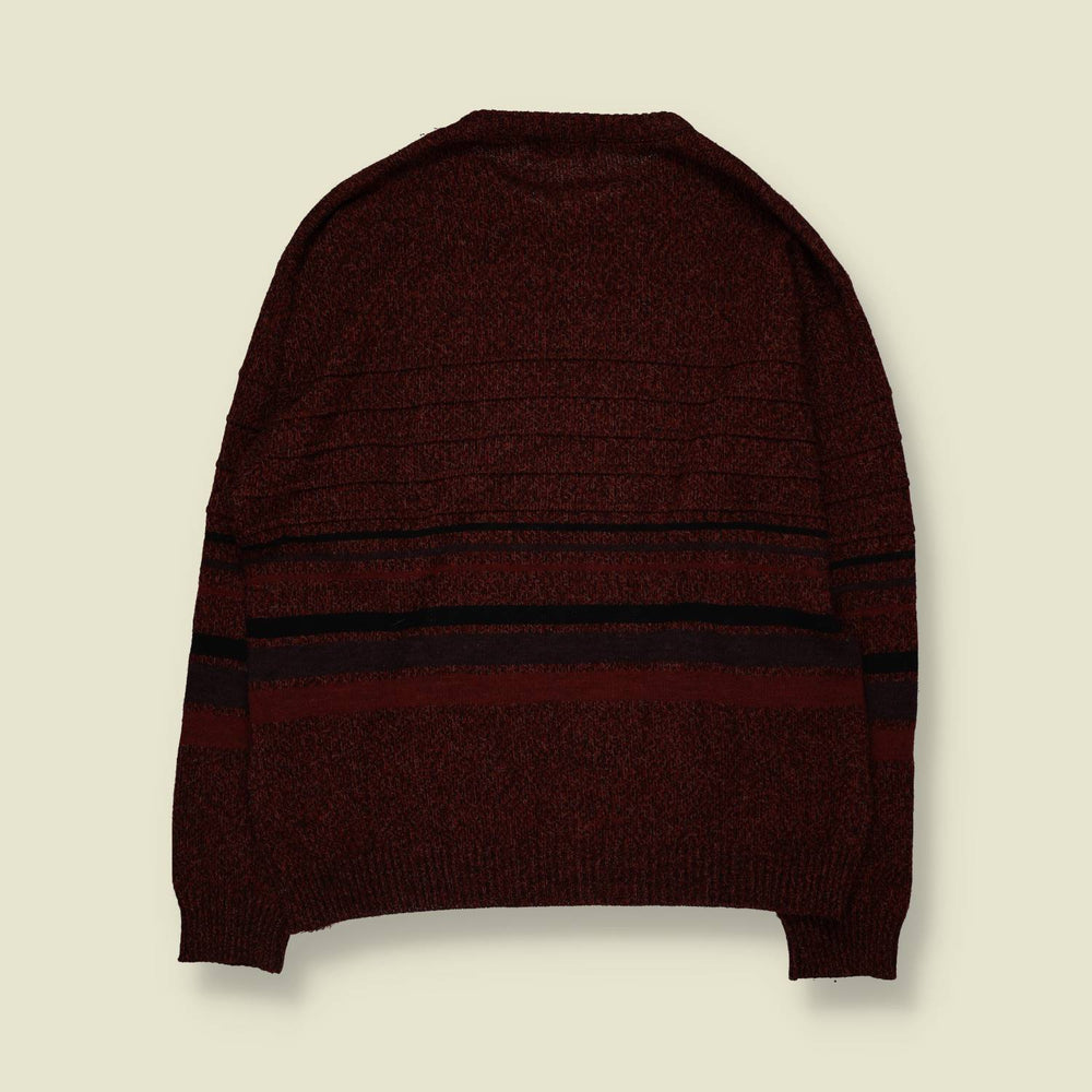 1980s | Emilio Adani | Textured Knit Jumper | Burgundy - L