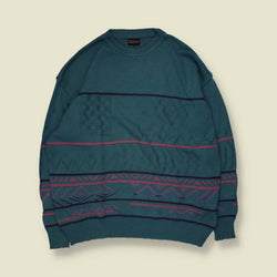 1980s | Westbury | Textured Knit Jumper | Teal - XXL