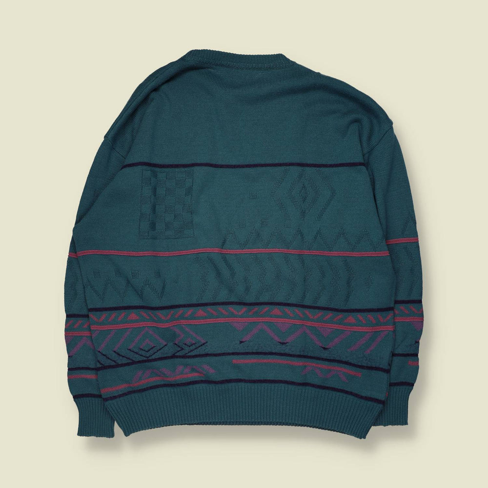 1980s | Westbury | Textured Knit Jumper | Teal - XXL