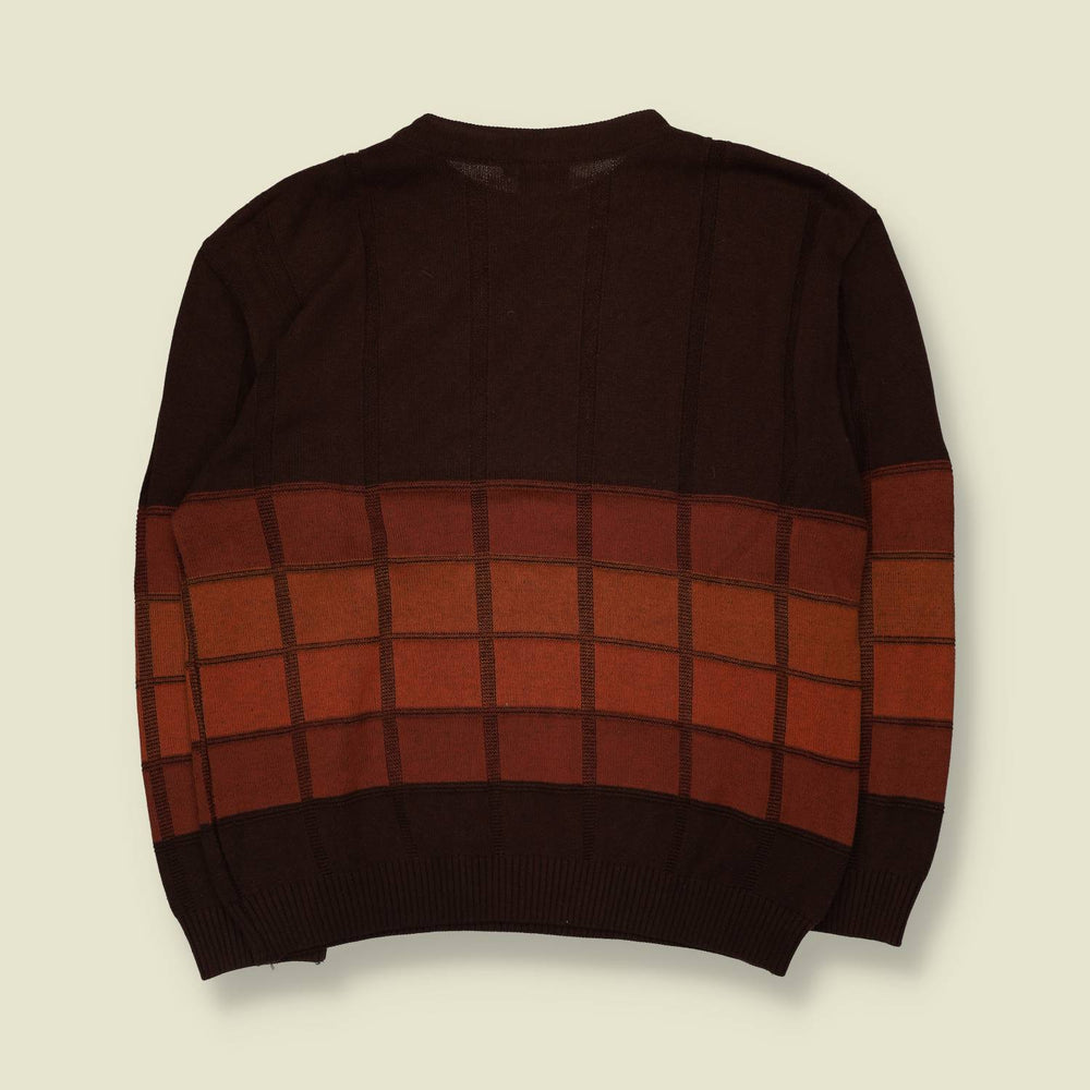1980s | Beral | Colourblock Knit Jumper | Brown - M