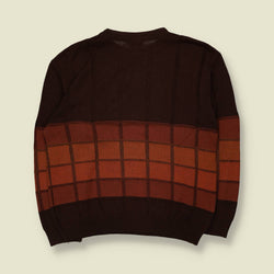 1980s | Beral | Colourblock Knit Jumper | Brown - M
