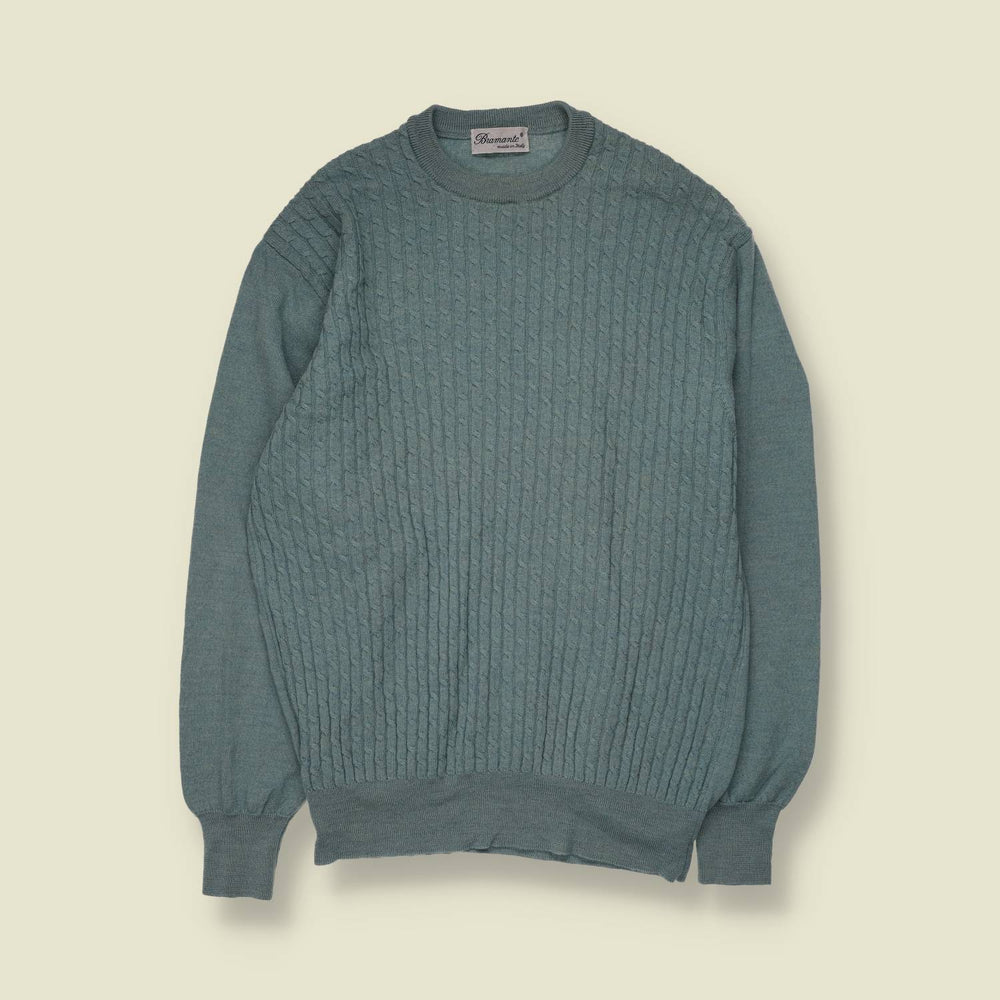 1980s | Bramante | Cable Knit Jumper | Sage - XS
