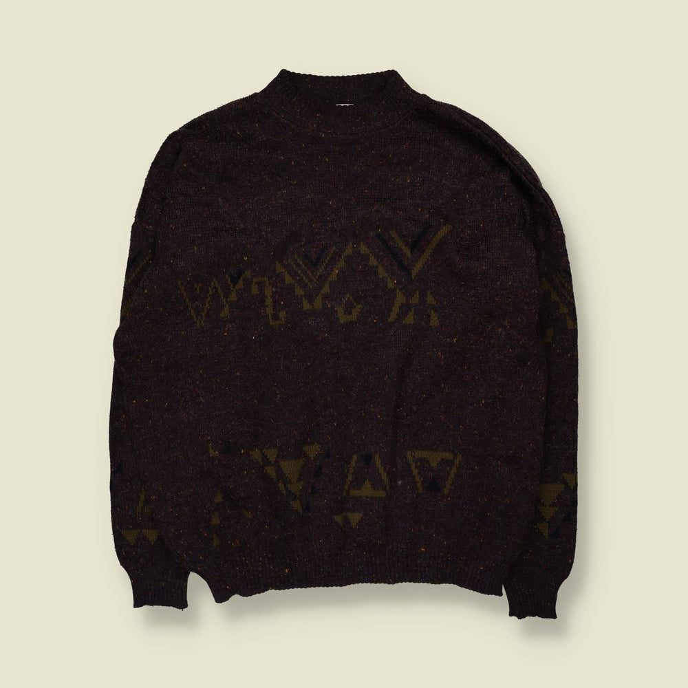 1980s | Angelo Litrico | Aztec Knit Jumper | Brown/Olive - XXL