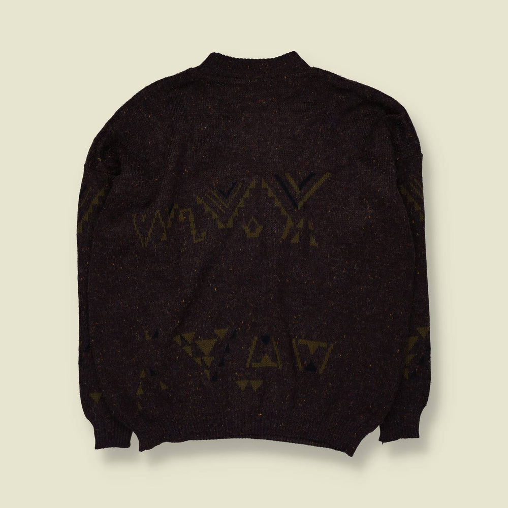 1980s | Angelo Litrico | Aztec Knit Jumper | Brown/Olive - XXL