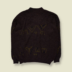 1980s | Angelo Litrico | Aztec Knit Jumper | Brown/Olive - XXL