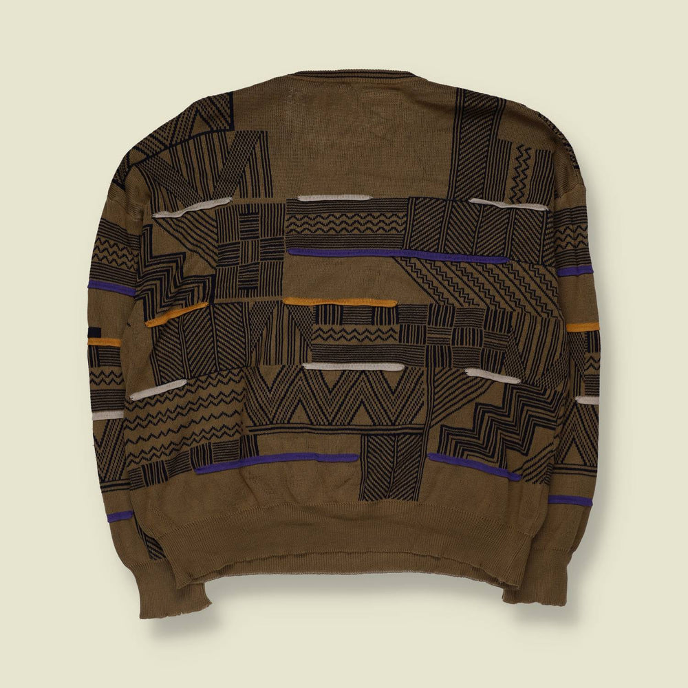 1980s | März | Coogi-Style Knit Jumper | Khaki - XXL