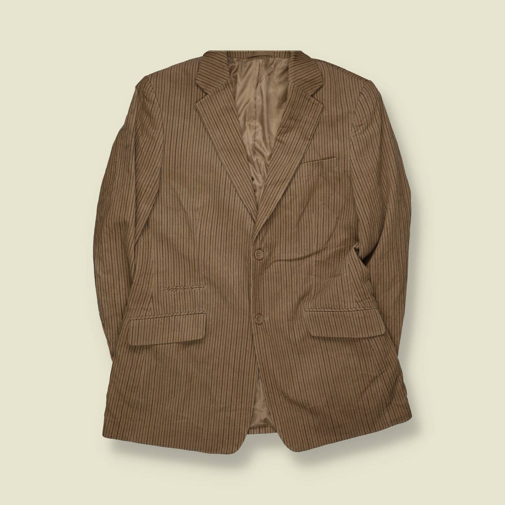 1990s | Batistini | Corduroy Blazer | Beige Pinstripe - M