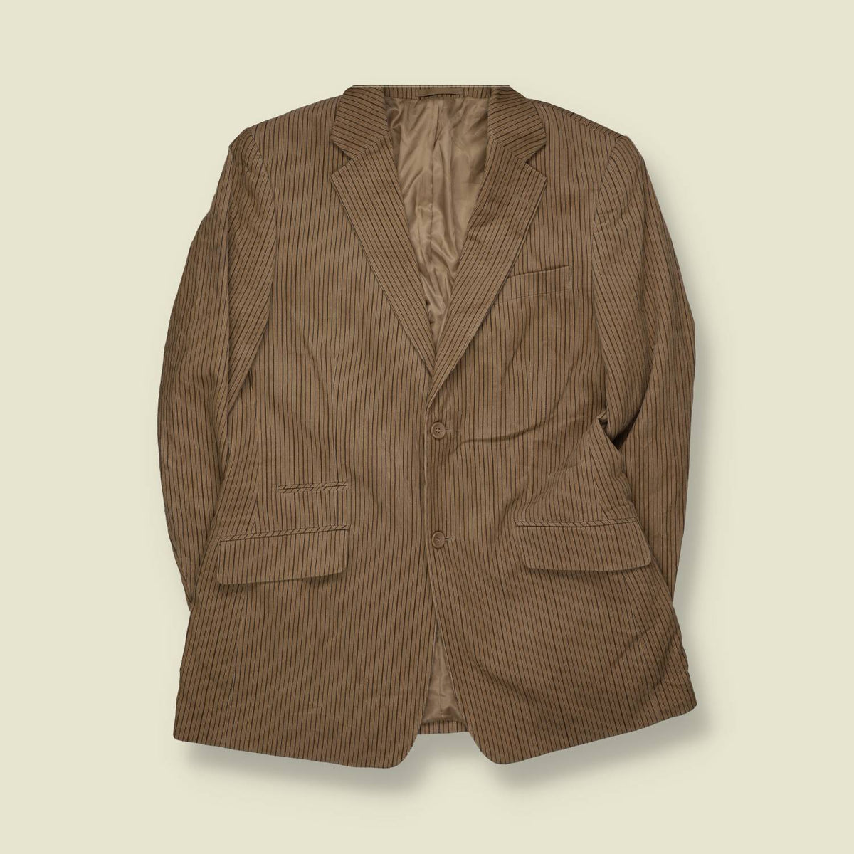 1990s | Batistini | Corduroy Blazer | Beige Pinstripe - M