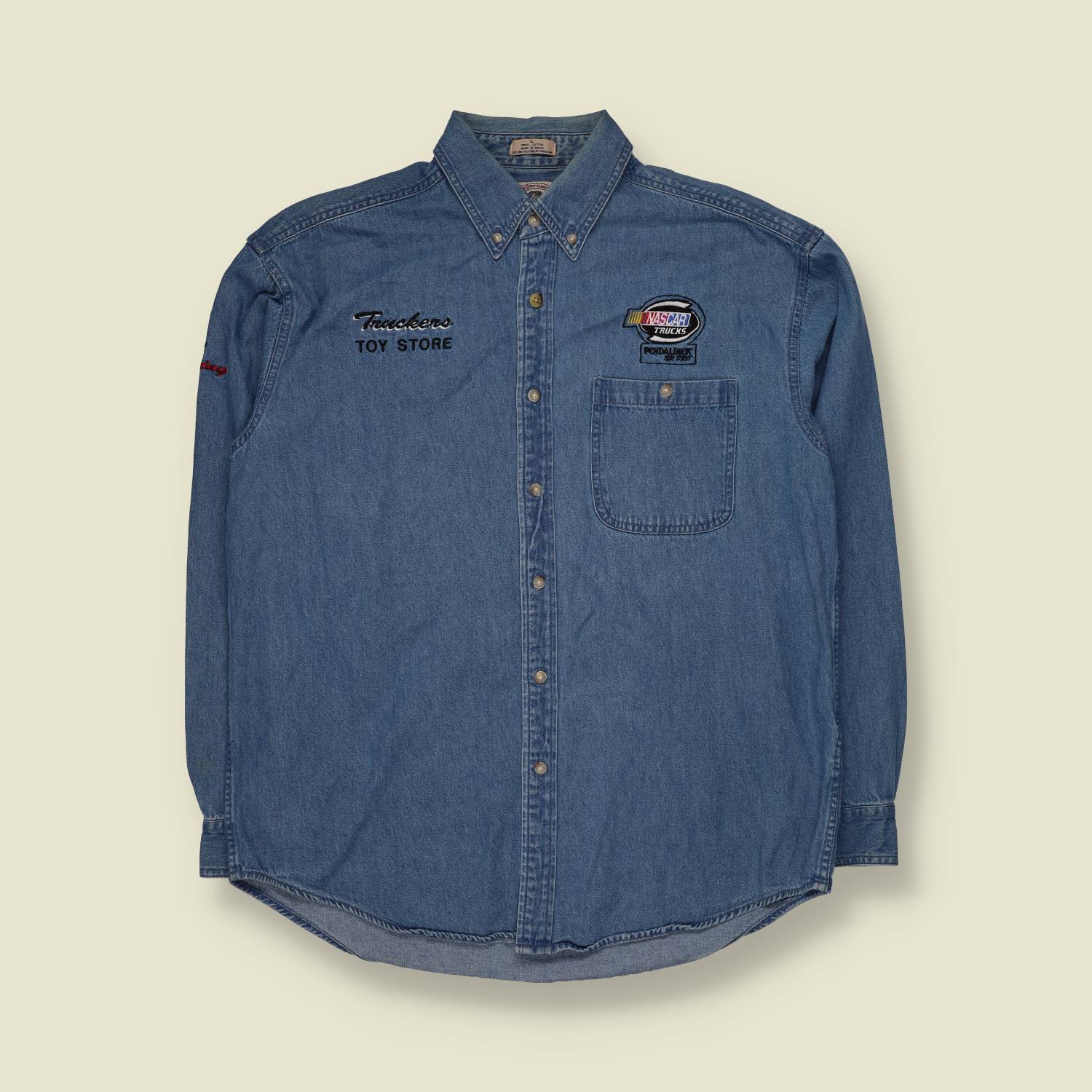 1990s | Eagle | NASCAR Trucks Denim Shirt | Blue - XXL