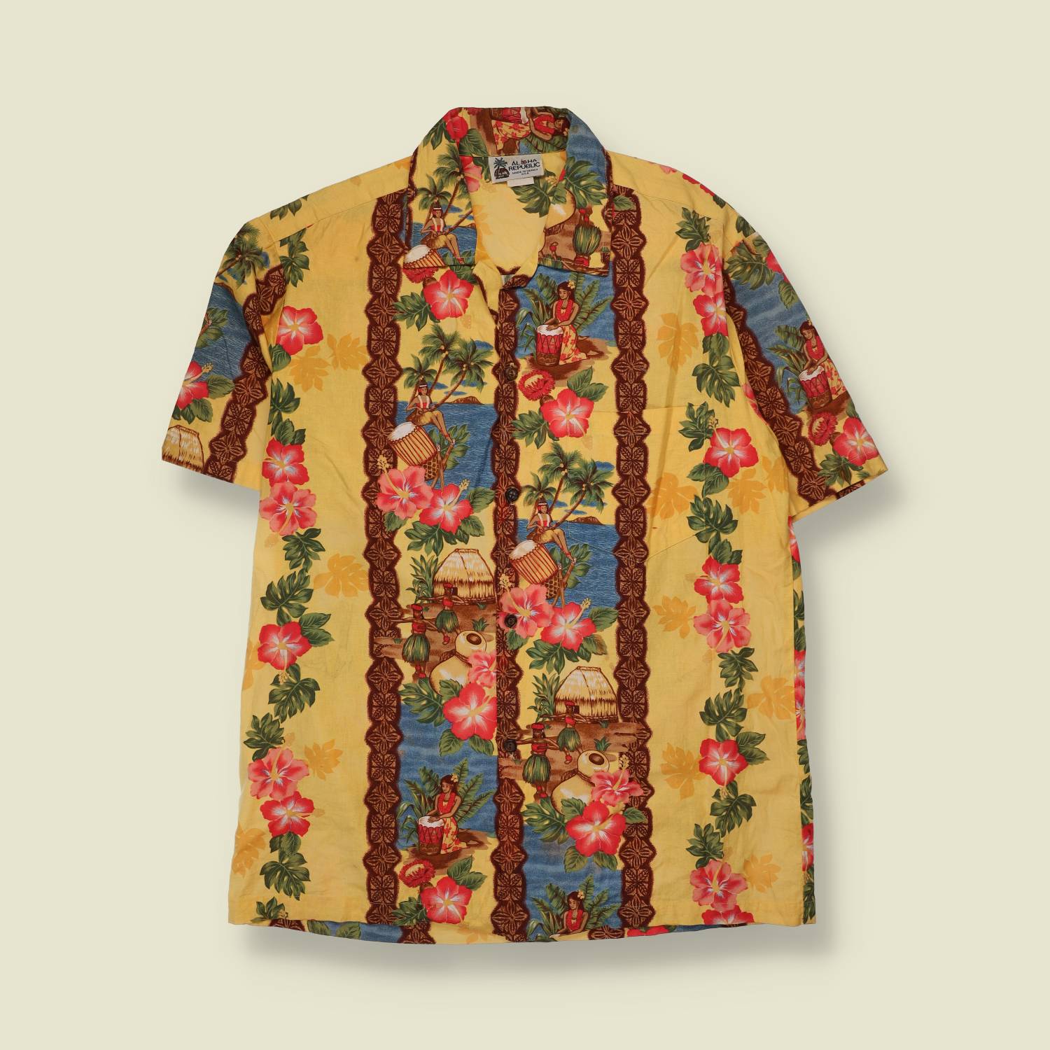 1990s | Aloha Republic | Hawaiian Print Shirt | Yellow - M