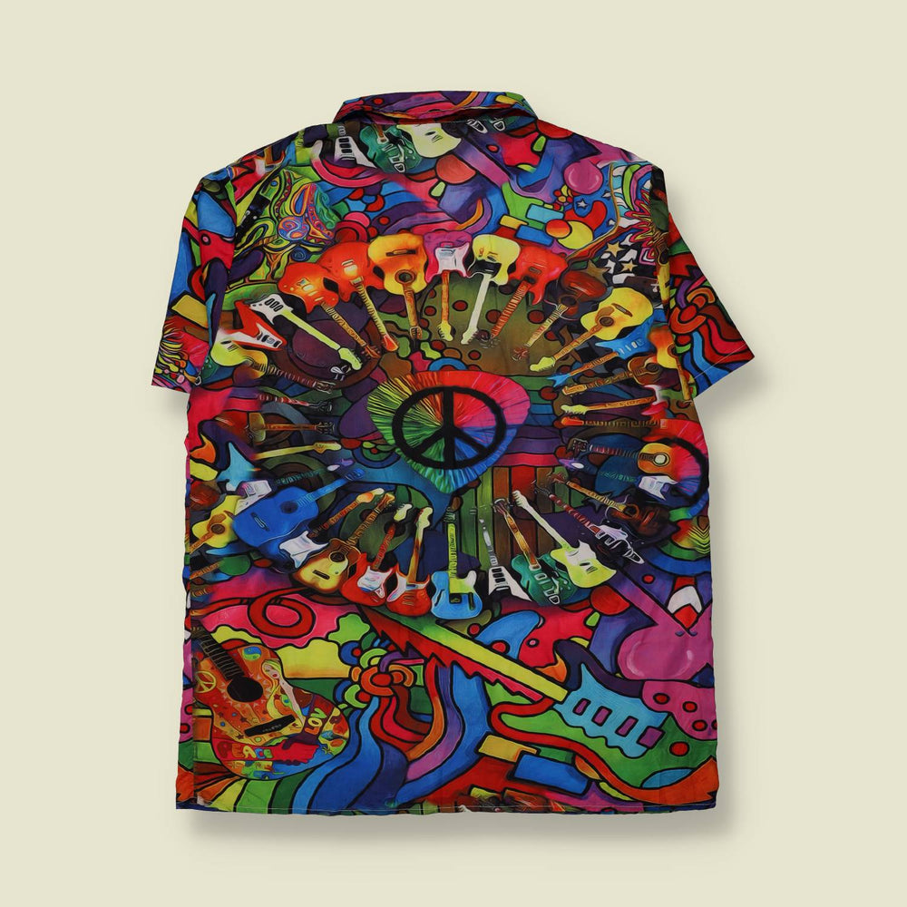 2000s | Peace Guitars All Over Print Shirt | Multicolour - XXL