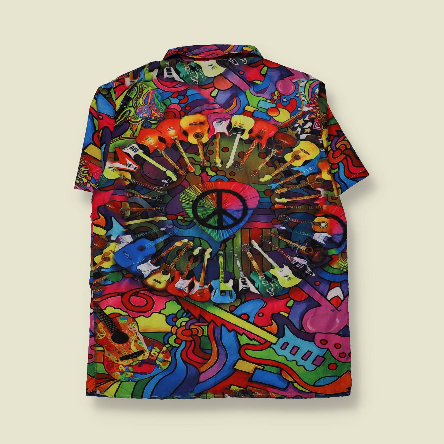 2000s | Peace Guitars All Over Print Shirt | Multicolour - XXL
