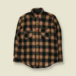 1970s | Wool Shirt | Green/Tan Check - M