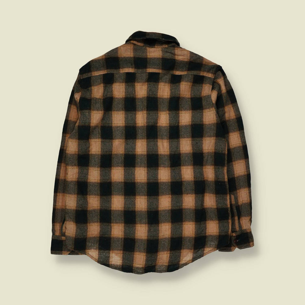 1970s | Wool Shirt | Green/Tan Check - M