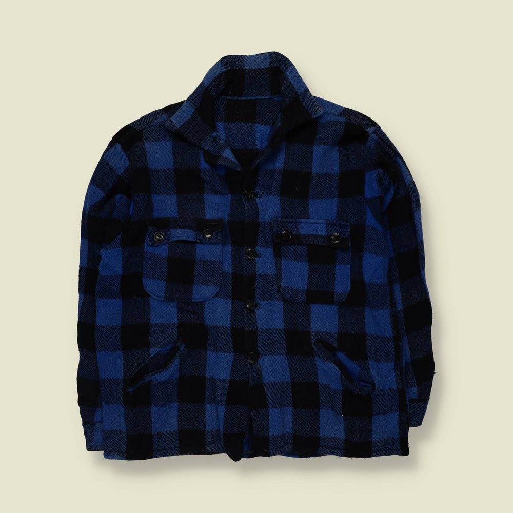 1950s | Wool Shacket | Blue/Black Buffalo Check - M