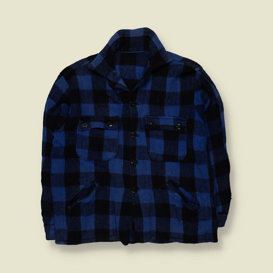1950s | Wool Shacket | Blue/Black Buffalo Check - M
