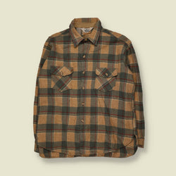 1980s | Woolrich | Wool Shirt | Tan/Green Plaid -  3XL
