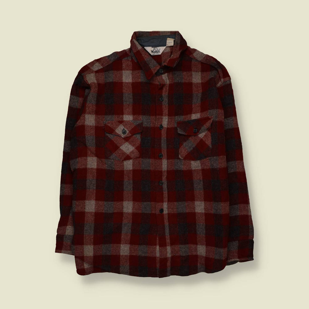 1980s | Woolrich | Wool Shirt | Red/Grey Plaid - 4XL
